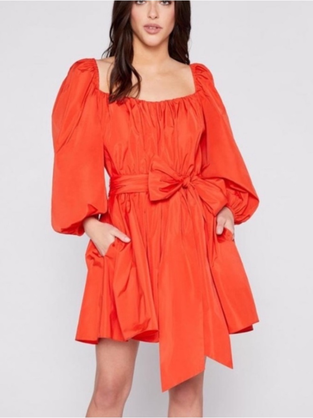 CINQ A SEPT Women’s 6 Delilah Dress in Fire Coral Tie Waist Dress